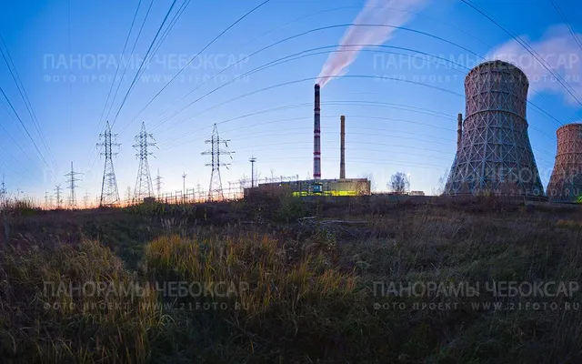 фото Чебоксарской ТЭЦ-2 на закате