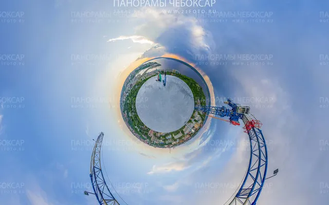 Летний вид с высоты на город Чебоксары