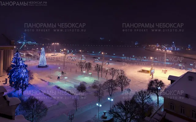 Чебоксарский залив зимой ночью