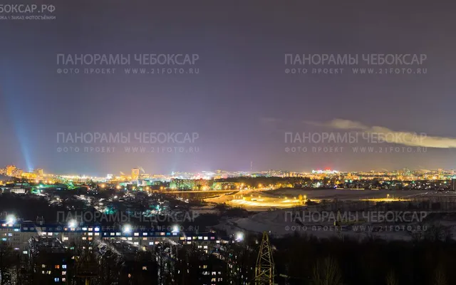 Вид на центр Чебоксар с дома в  Юго-Западном районе