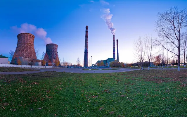 Фото панорама Чебоксарской Тэц-2 на закате (№6)