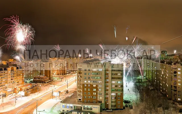 Фото-панорама новогодних фейерверков в Чебоксарах