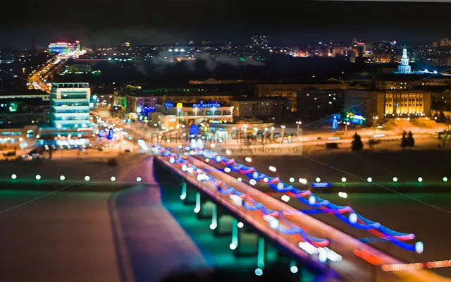 Фото-панорама Чебоксарского ночного залива зимой