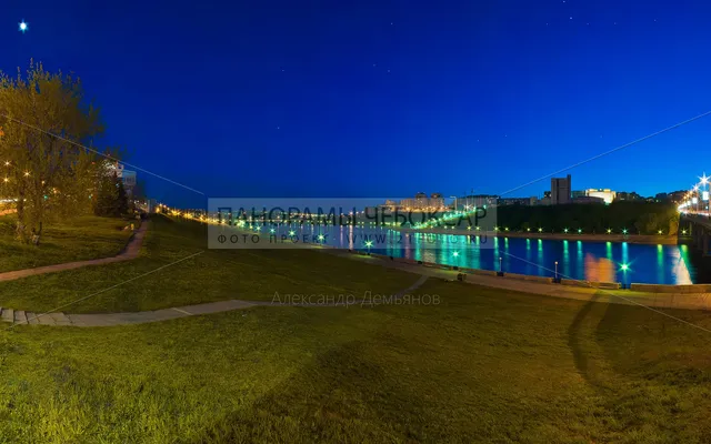 Ночная Фотография Московского Моста и залива в городе Чебоксары