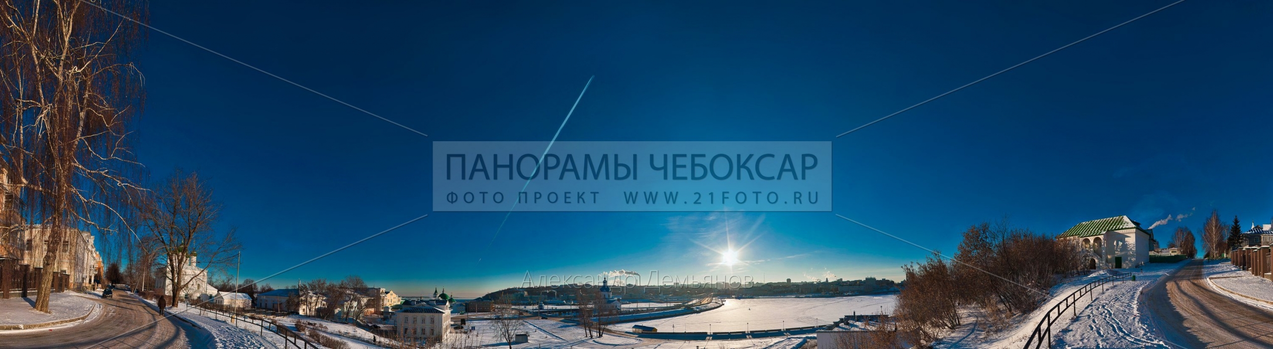 Фото-панорама Чебоксарского залива зимой вид на юг