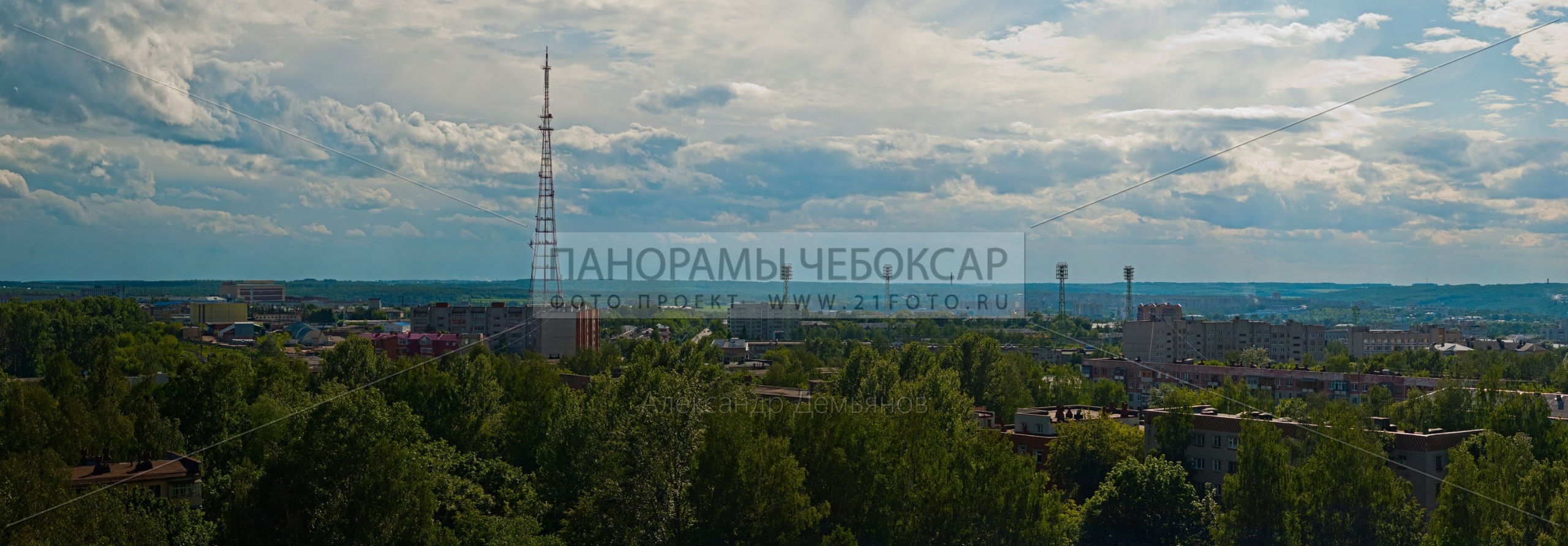Фото вид на телебашню и центральный стадион Чебоксар с 12 этажа